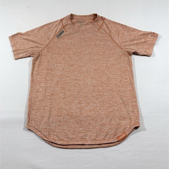 Legends Mens Enzo Tee Coral Heather Crew Athletic Scalloped Hem T-shirt Sz M - Picture 1 of 9